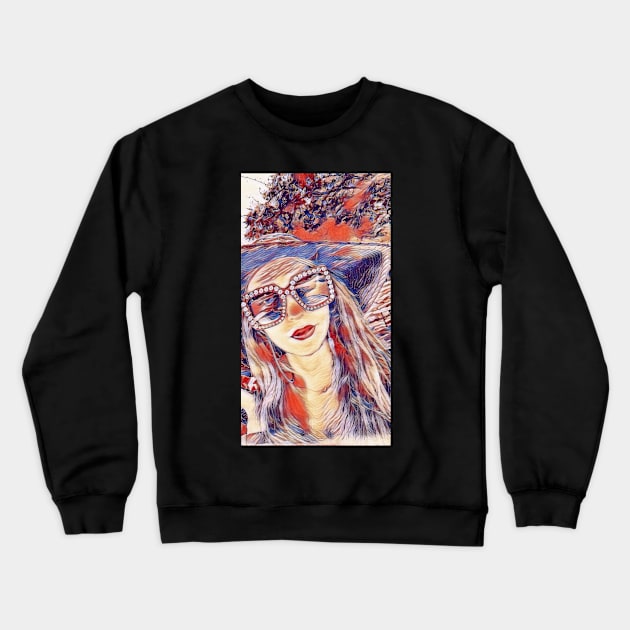 Glamourous Hat Lady in Red Crewneck Sweatshirt by slippyhippy